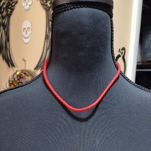 Avon Red Braided Cord Necklace - Minimalist Accessory